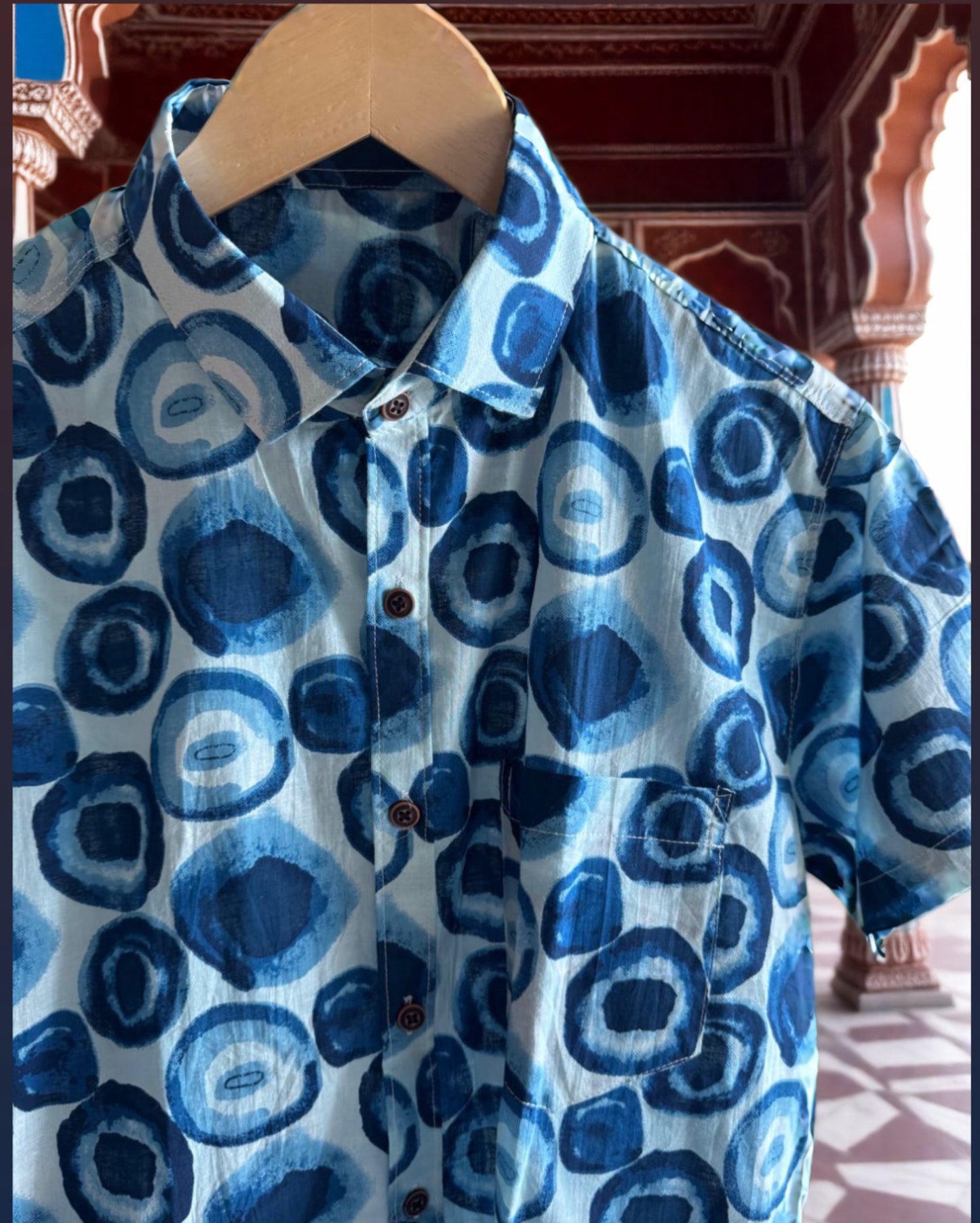 Evil Eye Pure Cotton Printed Half Sleeve Shirt For Men