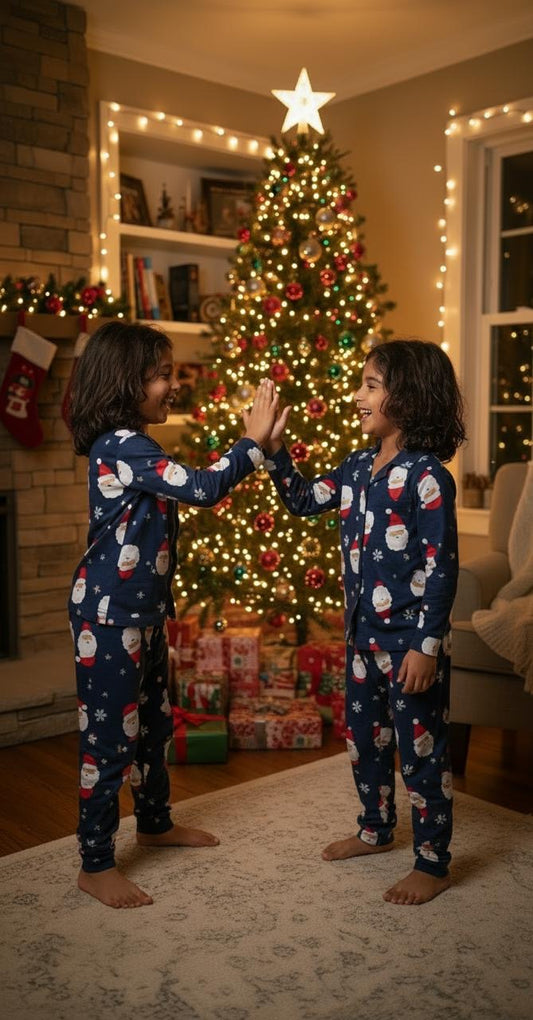 Christmas Theme Santa Claus Printed Unisex Kids Night Suit