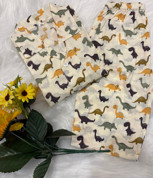 Dinosaur Printed Unisex Kids Night Suit