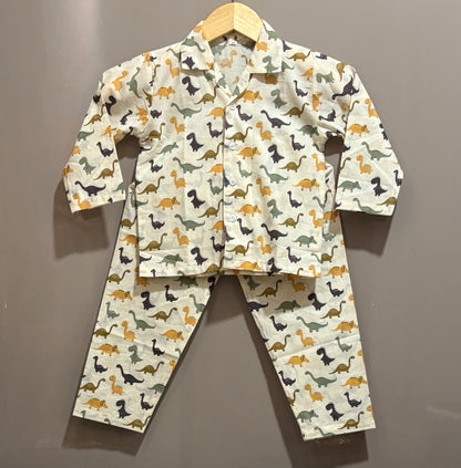 Dinosaur Printed Unisex Kids Night Suit