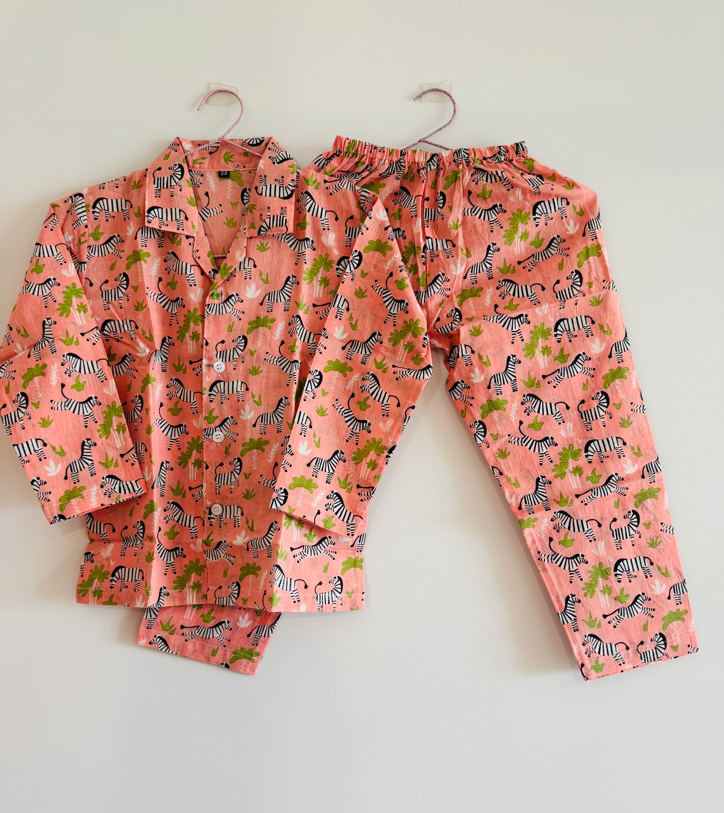 Pink Zebra Printed Unisex Kids Night Suit