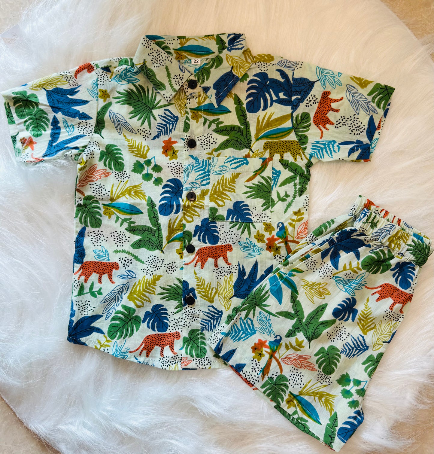 Jungle Print Half Sleeve Co-ord Set For Boys