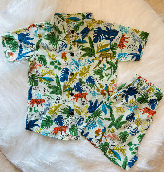 Jungle Print Half Sleeve Co-ord Set For Boys