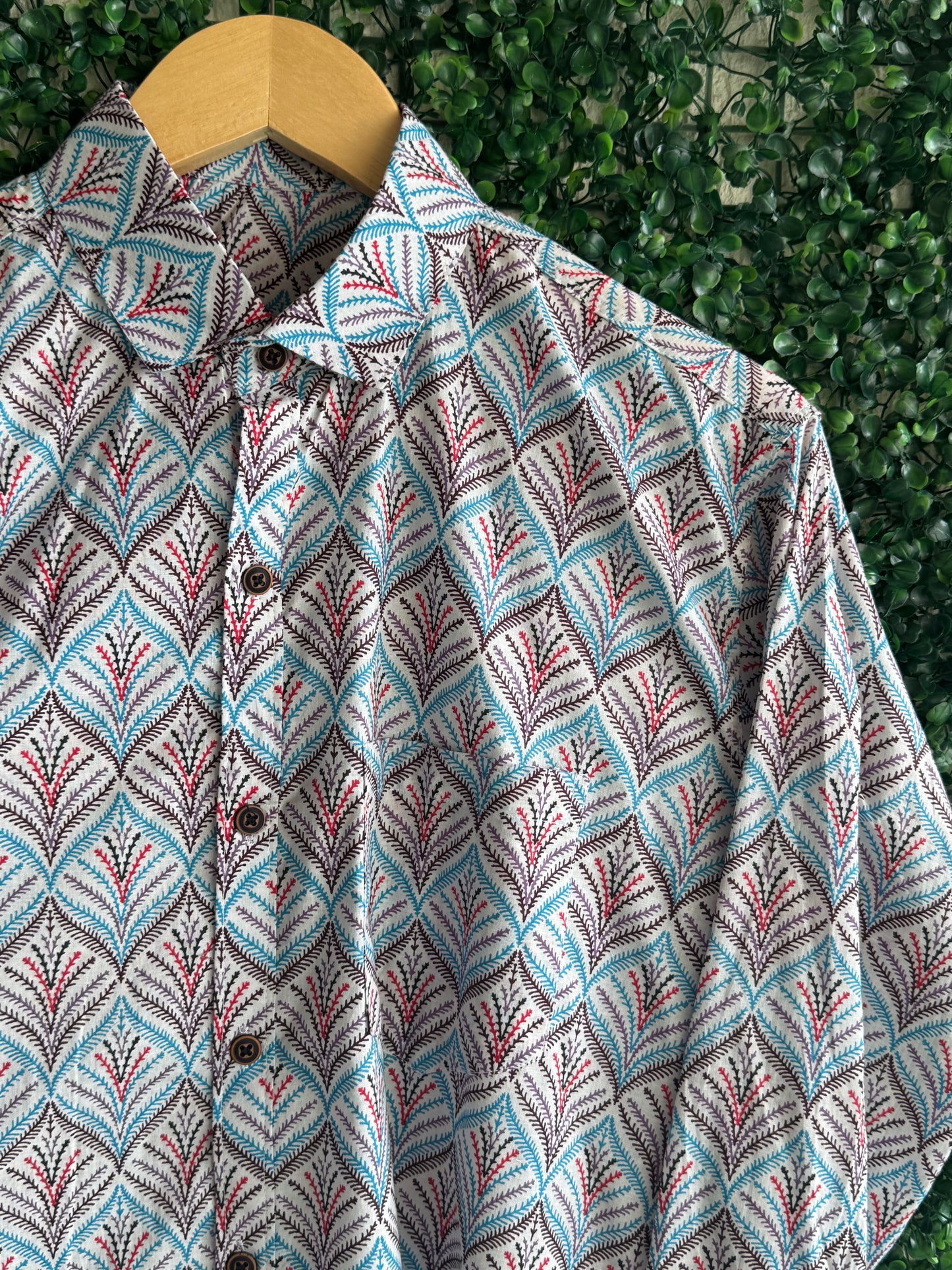 Multicolour Pure Cotton Printed Full Sleeve Shirt For Men